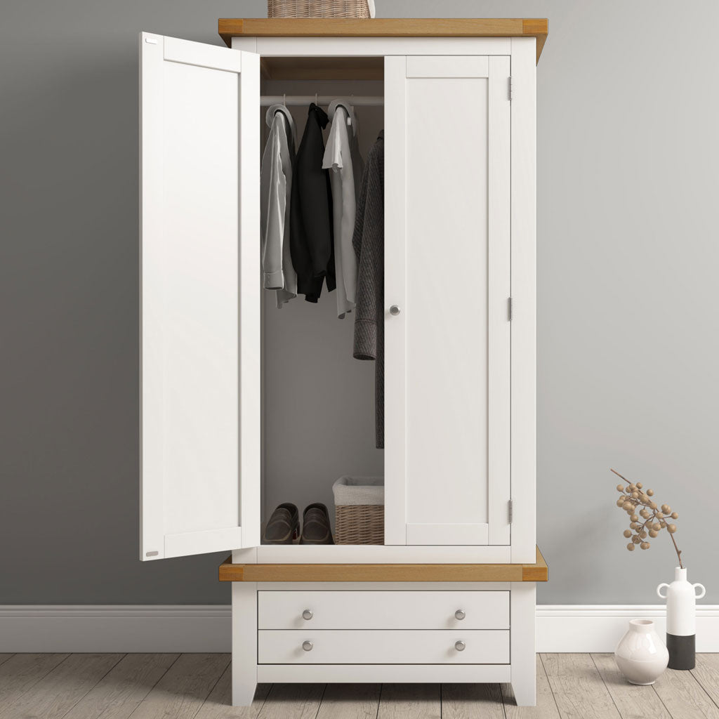 Wooden Wardrobe With 2 Doors And 1 Drawer - Windsor