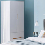 Wooden Wardrobe With 2 Doors And 2 Drawers - Alicia
