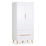 Wooden Wardrobe With 2 Doors And 2 Drawers - Alicia