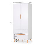 Wooden Wardrobe With 2 Doors And 2 Drawers - Alicia