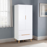 Wooden Wardrobe With 2 Doors And 2 Drawers - Alicia