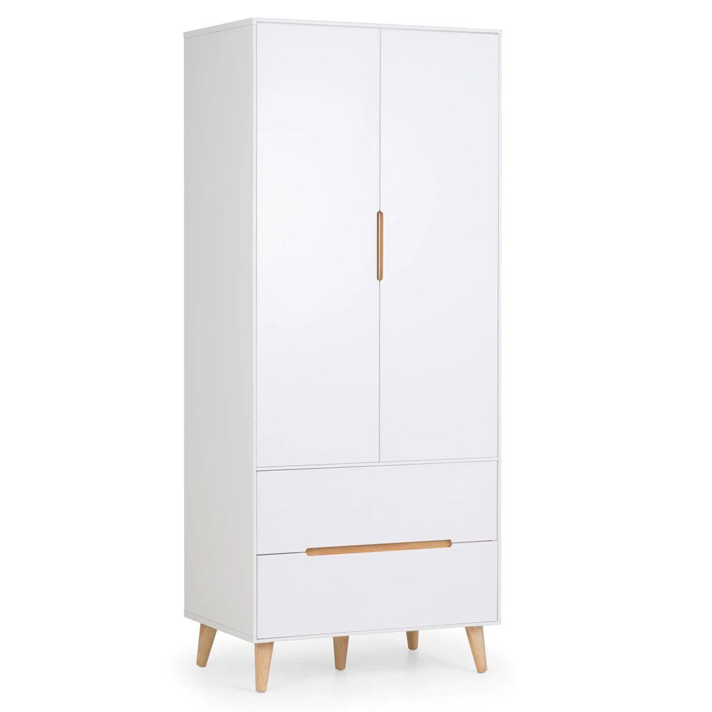 Wooden Wardrobe With 2 Doors And 2 Drawers - Alicia