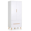 Wooden Wardrobe With 2 Doors And 2 Drawers - Alicia