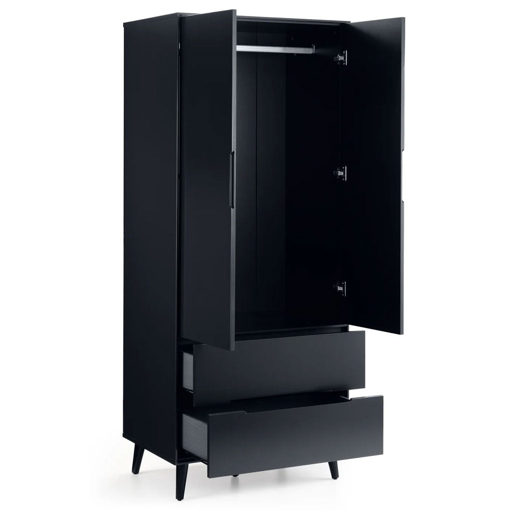 Wooden Wardrobe With 2 Doors And 2 Drawers - Alicia