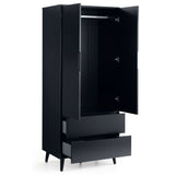 Wooden Wardrobe With 2 Doors And 2 Drawers - Alicia
