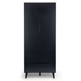 Wooden Wardrobe With 2 Doors And 2 Drawers - Alicia