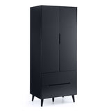 Wooden Wardrobe With 2 Doors And 2 Drawers - Alicia