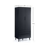 Wooden Wardrobe With 2 Doors And 2 Drawers - Alicia