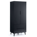 Wooden Wardrobe With 2 Doors And 2 Drawers - Alicia