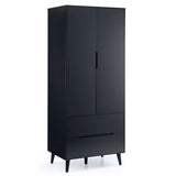 Wooden Wardrobe With 2 Doors And 2 Drawers - Alicia
