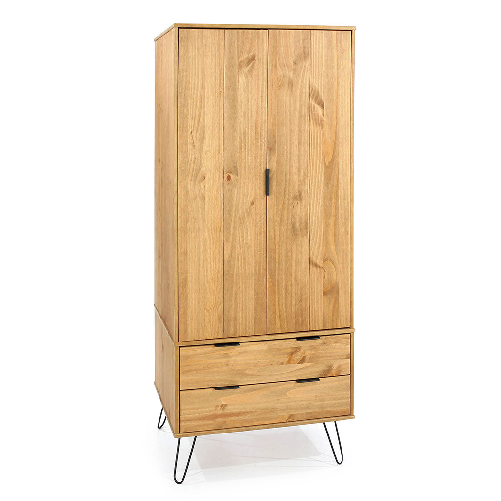 Wooden Wardrobe With 2 Doors And 2 Drawers - Augusta