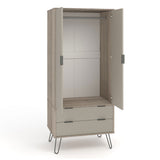 Wooden Wardrobe With 2 Doors And 2 Drawers - Augusta
