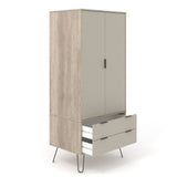 Wooden Wardrobe With 2 Doors And 2 Drawers - Augusta