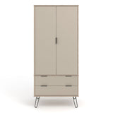Wooden Wardrobe With 2 Doors And 2 Drawers - Augusta