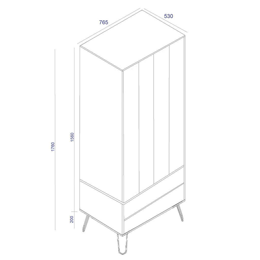 Wooden Wardrobe With 2 Doors And 2 Drawers - Augusta