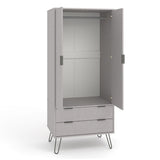 Wooden Wardrobe With 2 Doors And 2 Drawers - Augusta
