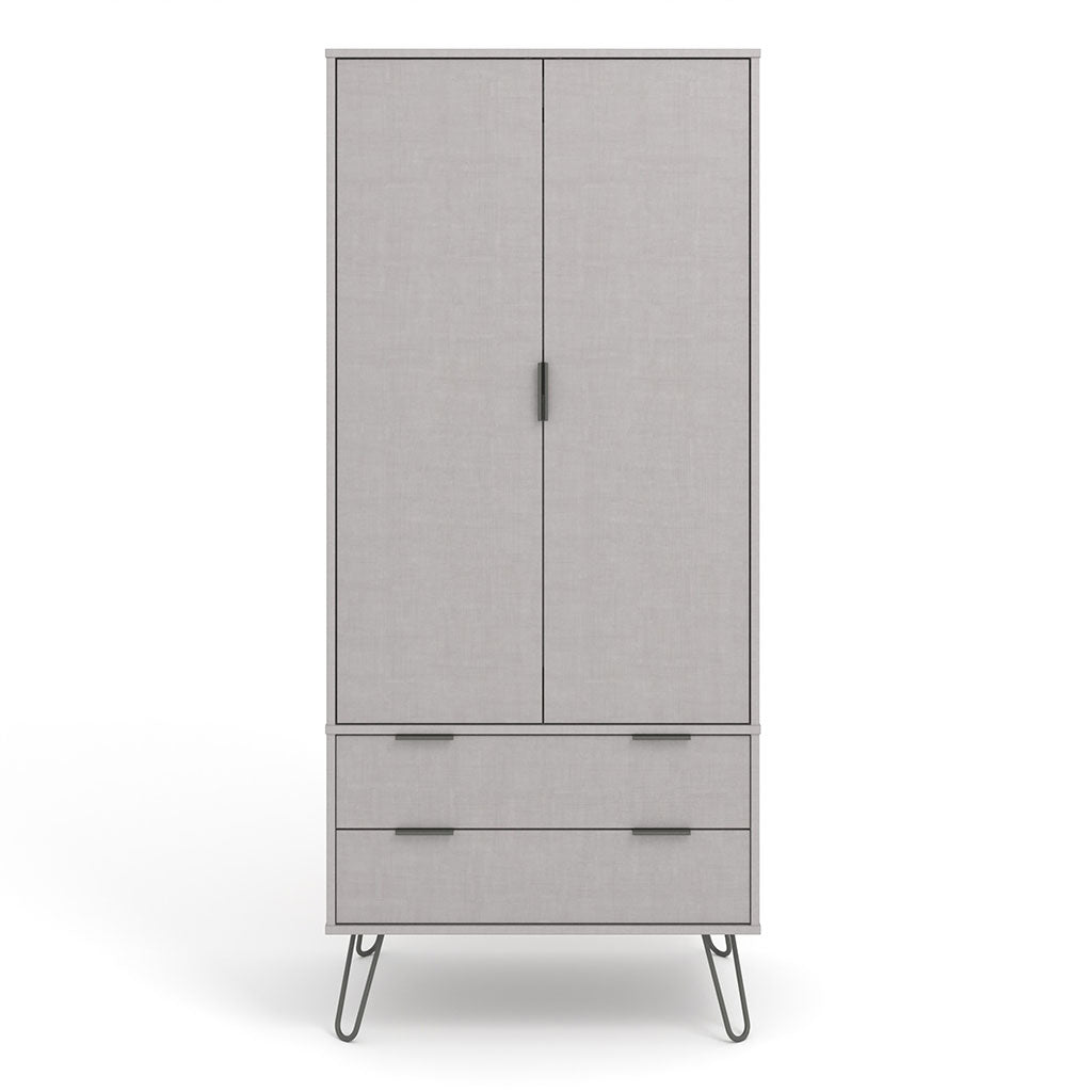 Wooden Wardrobe With 2 Doors And 2 Drawers - Augusta