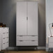 Wooden Wardrobe With 2 Doors And 2 Drawers - Augusta