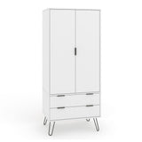 Wooden Wardrobe With 2 Doors And 2 Drawers - Augusta