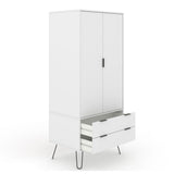 Wooden Wardrobe With 2 Doors And 2 Drawers - Augusta