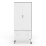 Wooden Wardrobe With 2 Doors And 2 Drawers - Augusta