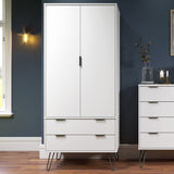 Wooden Wardrobe With 2 Doors And 2 Drawers - Augusta