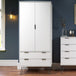 Wooden Wardrobe With 2 Doors And 2 Drawers - Augusta