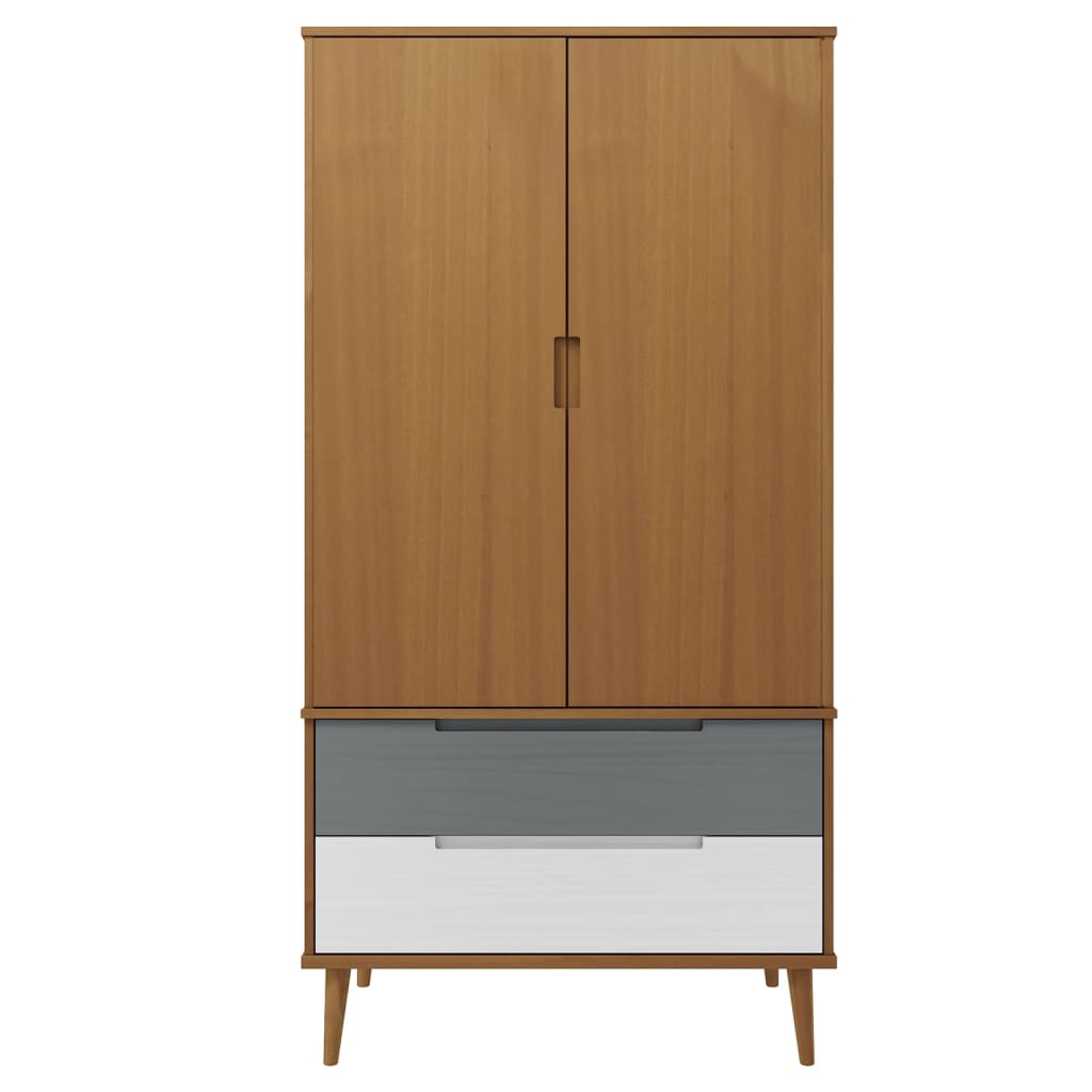 Wooden Wardrobe With 2 Doors And 2 Drawers - Molde