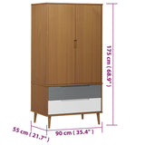 Wooden Wardrobe With 2 Doors And 2 Drawers - Molde