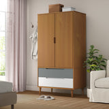 Wooden Wardrobe With 2 Doors And 2 Drawers - Molde