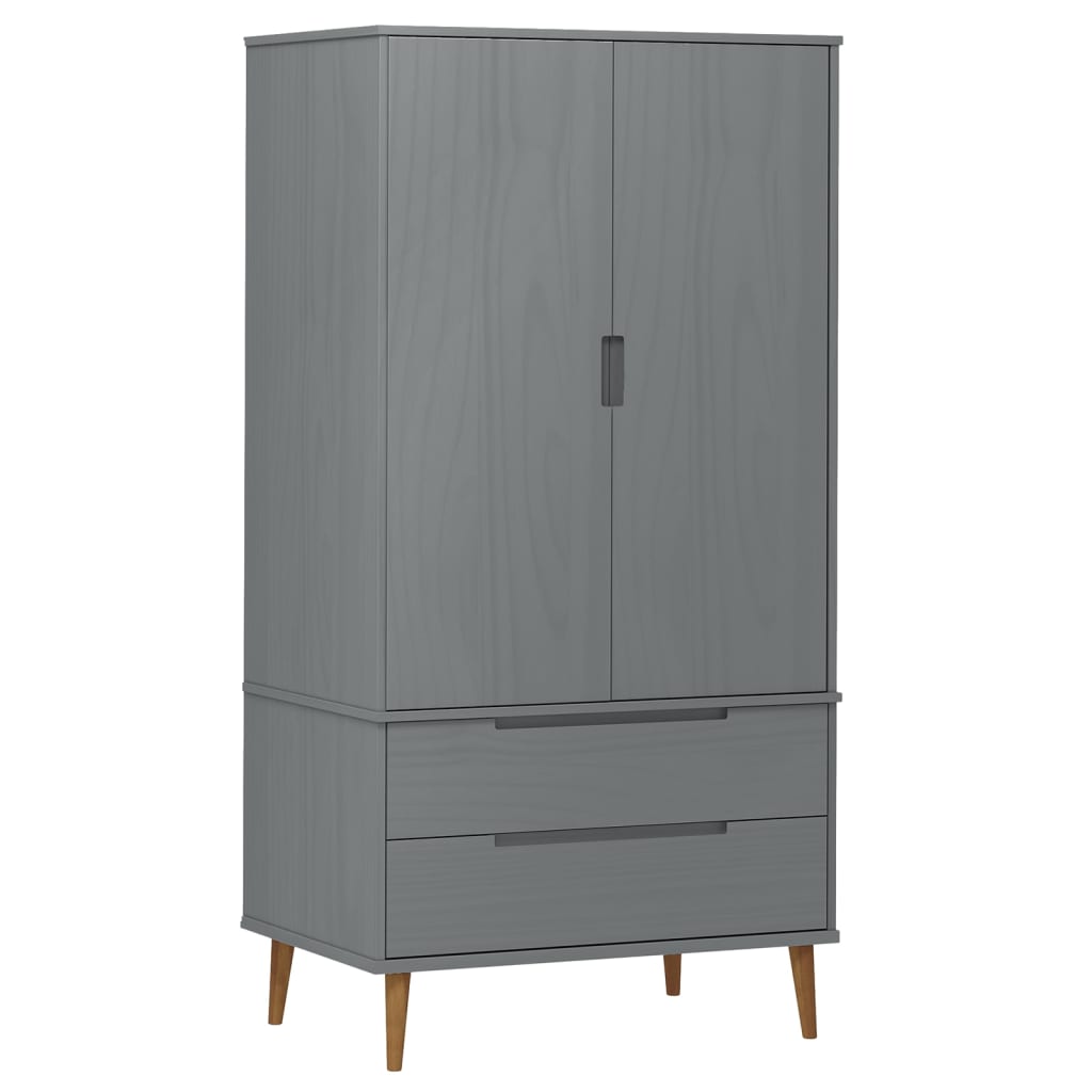 Wooden Wardrobe With 2 Doors And 2 Drawers - Molde