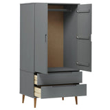 Wooden Wardrobe With 2 Doors And 2 Drawers - Molde