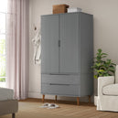 Wooden Wardrobe With 2 Doors And 2 Drawers - Molde