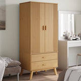 Wooden Wardrobe With 2 Doors And 2 Drawers - Olden