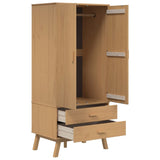 Wooden Wardrobe With 2 Doors And 2 Drawers - Olden