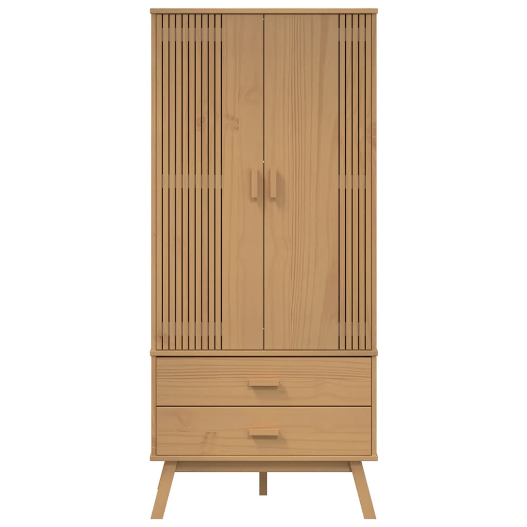 Wooden Wardrobe With 2 Doors And 2 Drawers - Olden