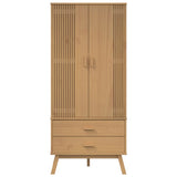 Wooden Wardrobe With 2 Doors And 2 Drawers - Olden