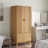 Wooden Wardrobe With 2 Doors And 2 Drawers - Olden