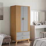Wooden Wardrobe With 2 Doors And 2 Drawers - Olden