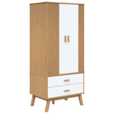Wooden Wardrobe With 2 Doors And 2 Drawers - Olden