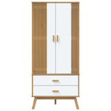 Wooden Wardrobe With 2 Doors And 2 Drawers - Olden