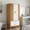 Wooden Wardrobe With 2 Doors And 2 Drawers - Olden