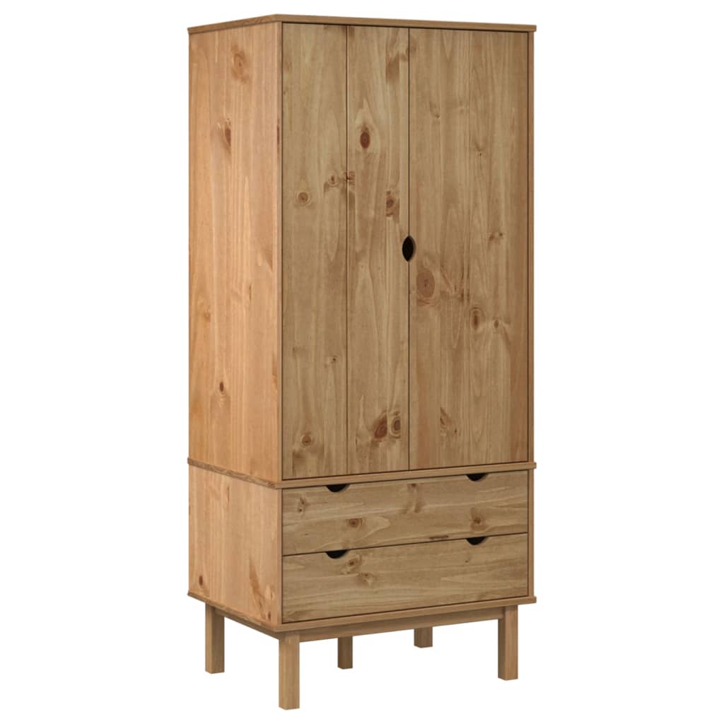 Wooden Wardrobe With 2 Doors And 2 Drawers - Otta