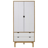 Wooden Wardrobe With 2 Doors And 2 Drawers - Otta