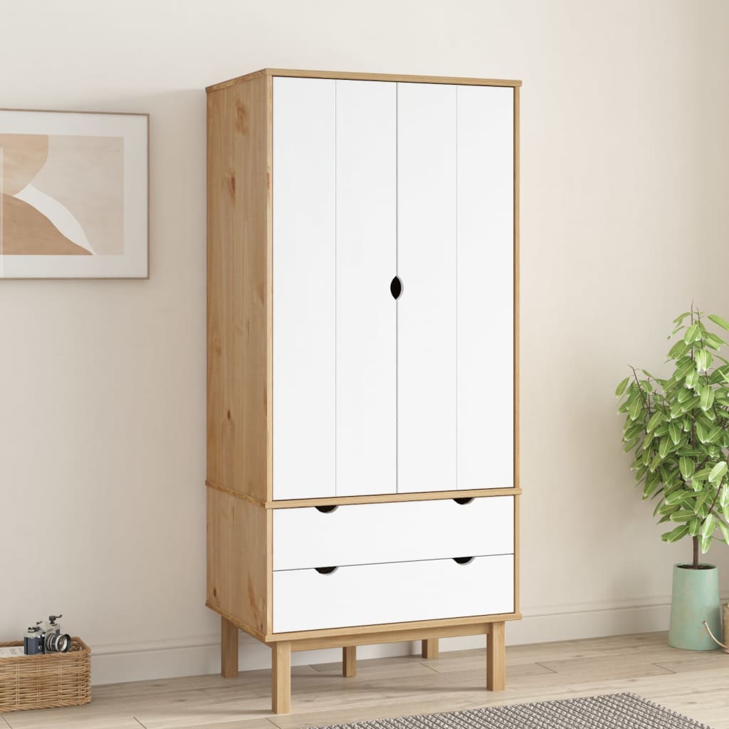 Wooden Wardrobe With 2 Doors And 2 Drawers - Otta