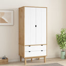 Wooden Wardrobe With 2 Doors And 2 Drawers - Otta