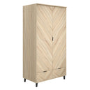 Wooden Wardrobe With 2 Doors And 2 Drawers - Stockholm