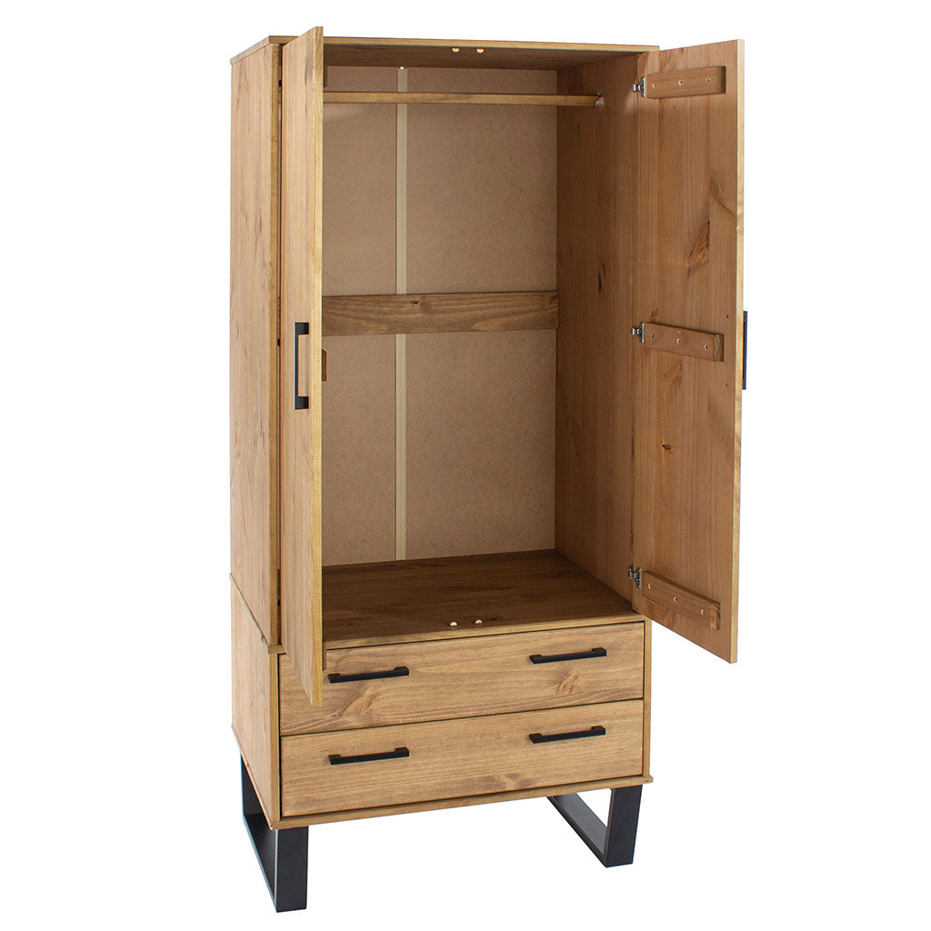Wooden Wardrobe With 2 Doors And 2 Drawers - Texas