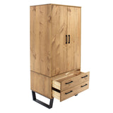 Wooden Wardrobe With 2 Doors And 2 Drawers - Texas