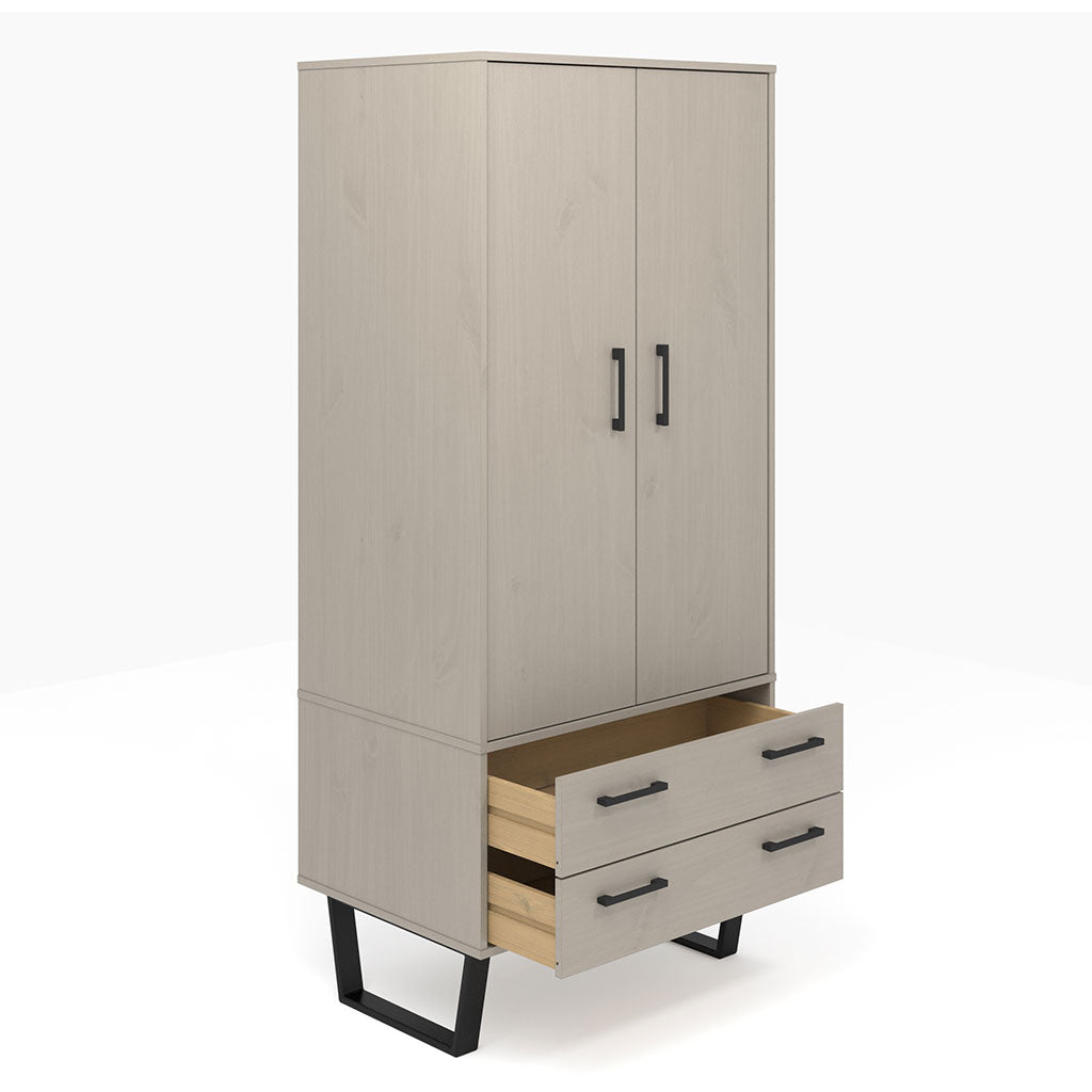 Wooden Wardrobe With 2 Doors And 2 Drawers - Texas